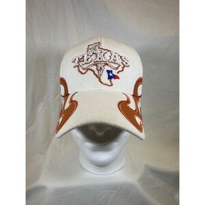 Blue Ocean Texas State Souvenir Baseball Hat White Brown Flames Adjustable Cap